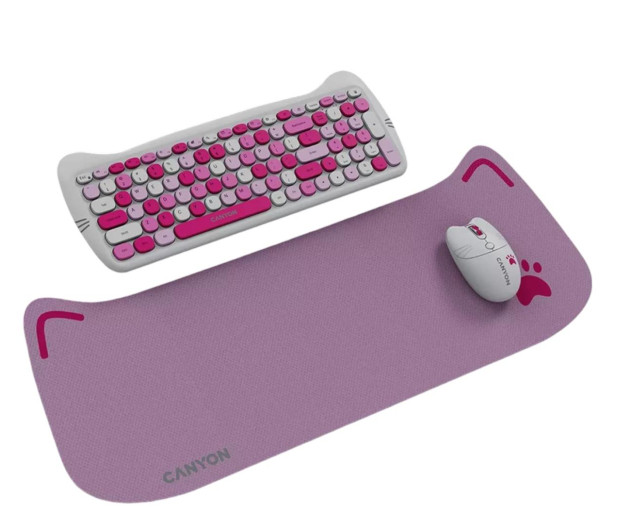 CANYON Zestaw klawiatura i mysz HSET-W6 Pink z podkładką CNS-HSETW6PK - 1283179 - zdjęcie 2
